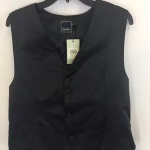 NWT David Donahue silk tuxedo vest Med Blk